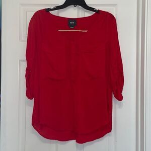 Anthropologie Maeve Red Rayon Popover Blouse